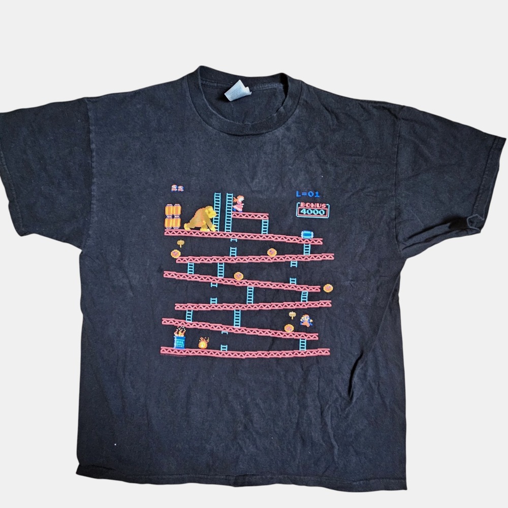 Vintage Y2K Donkey Kong Mario T Shirt XL Arcade Game Delta Pro Weight Nintendo‎